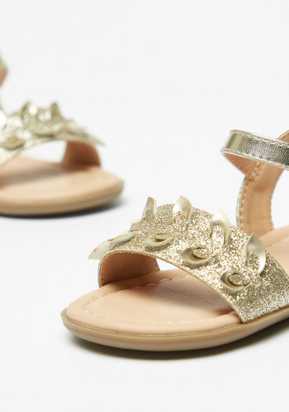 Juniors Glitter Sandals with Hook and Loop Closure