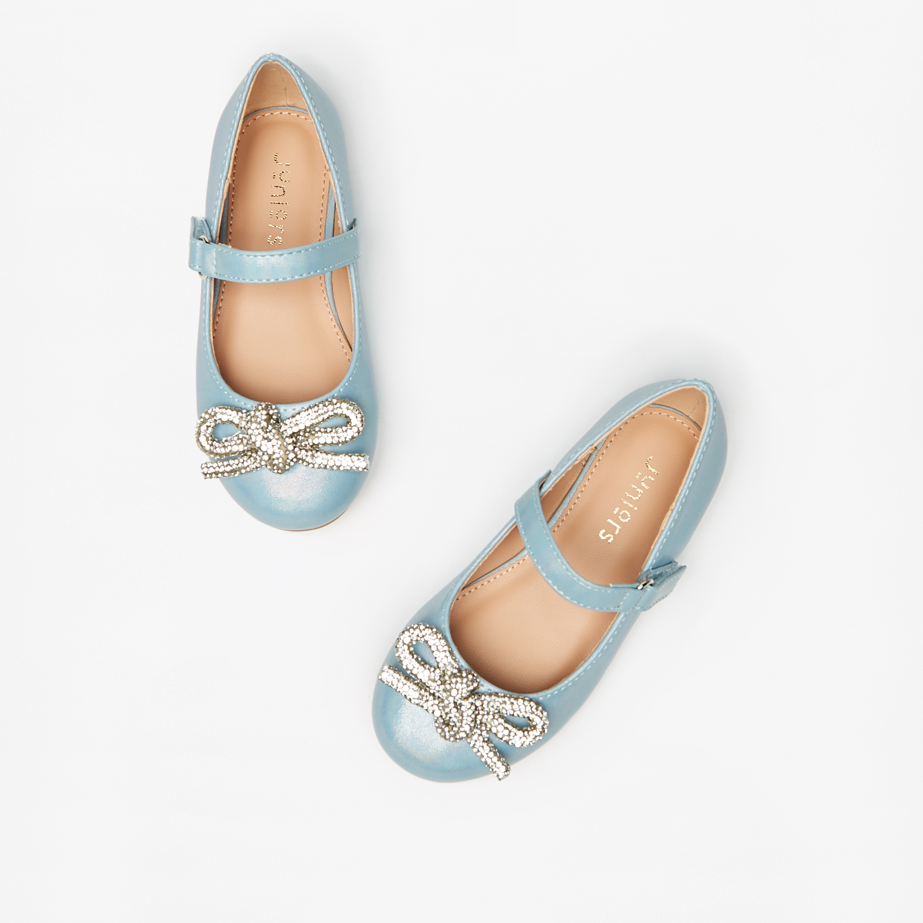 Juniors Bow Embellished Mary Jane Shoes with Hook and Loop Closure-baby-girls-shoes-closedshoes-image-2