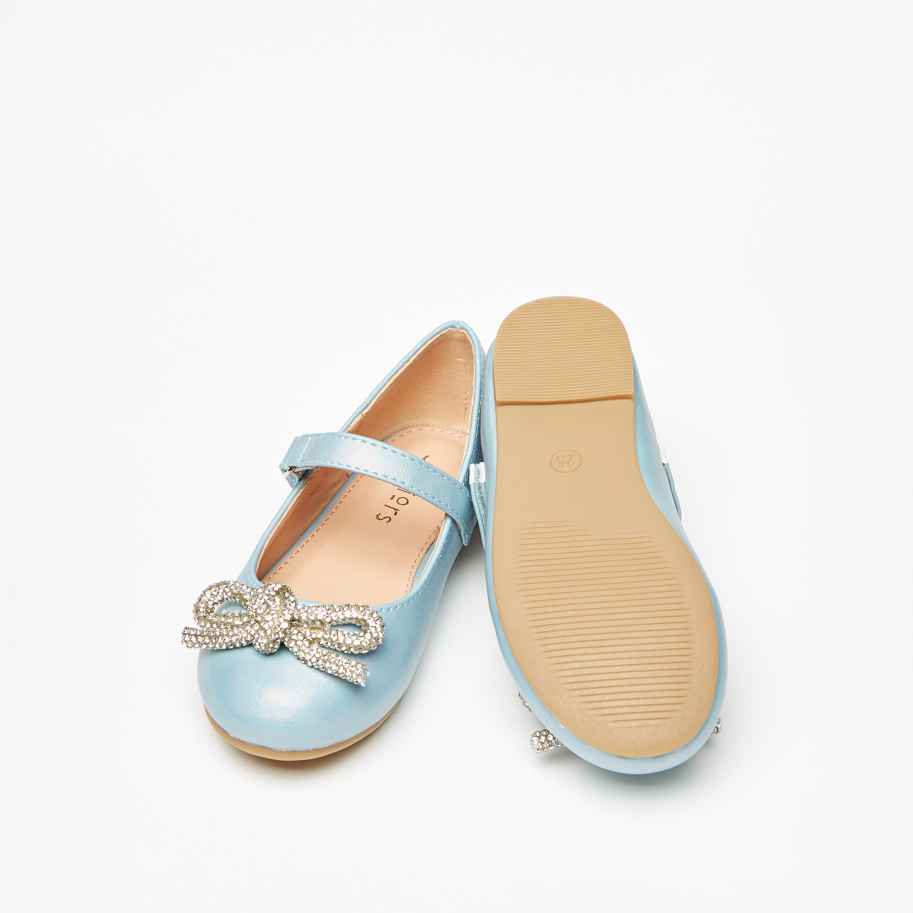 Juniors Bow Embellished Mary Jane Shoes with Hook and Loop Closure-baby-girls-shoes-closedshoes-image-3