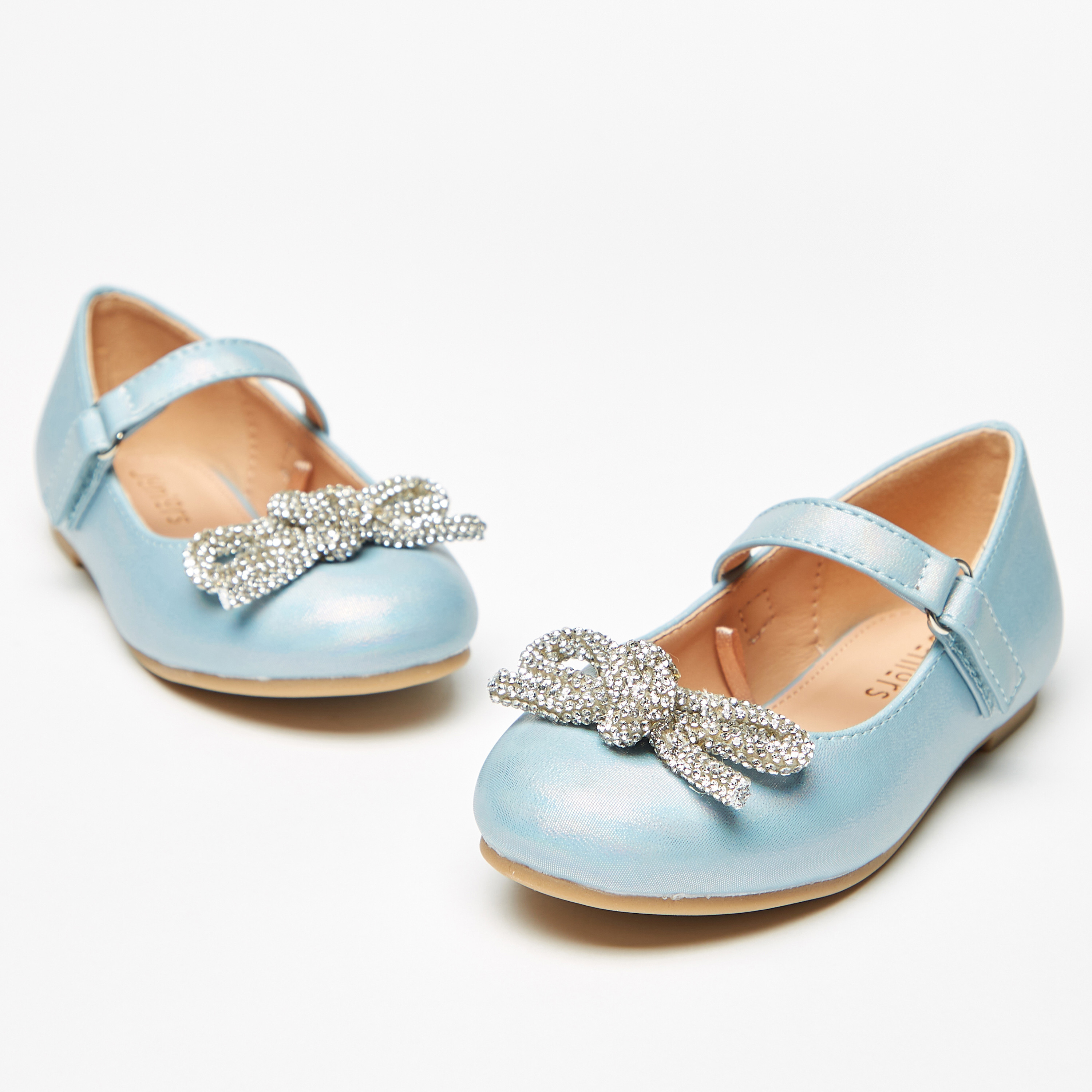 Juniors Bow Embellished Mary Jane Shoes with Hook and Loop Closure-baby-girls-shoes-closedshoes-image-5