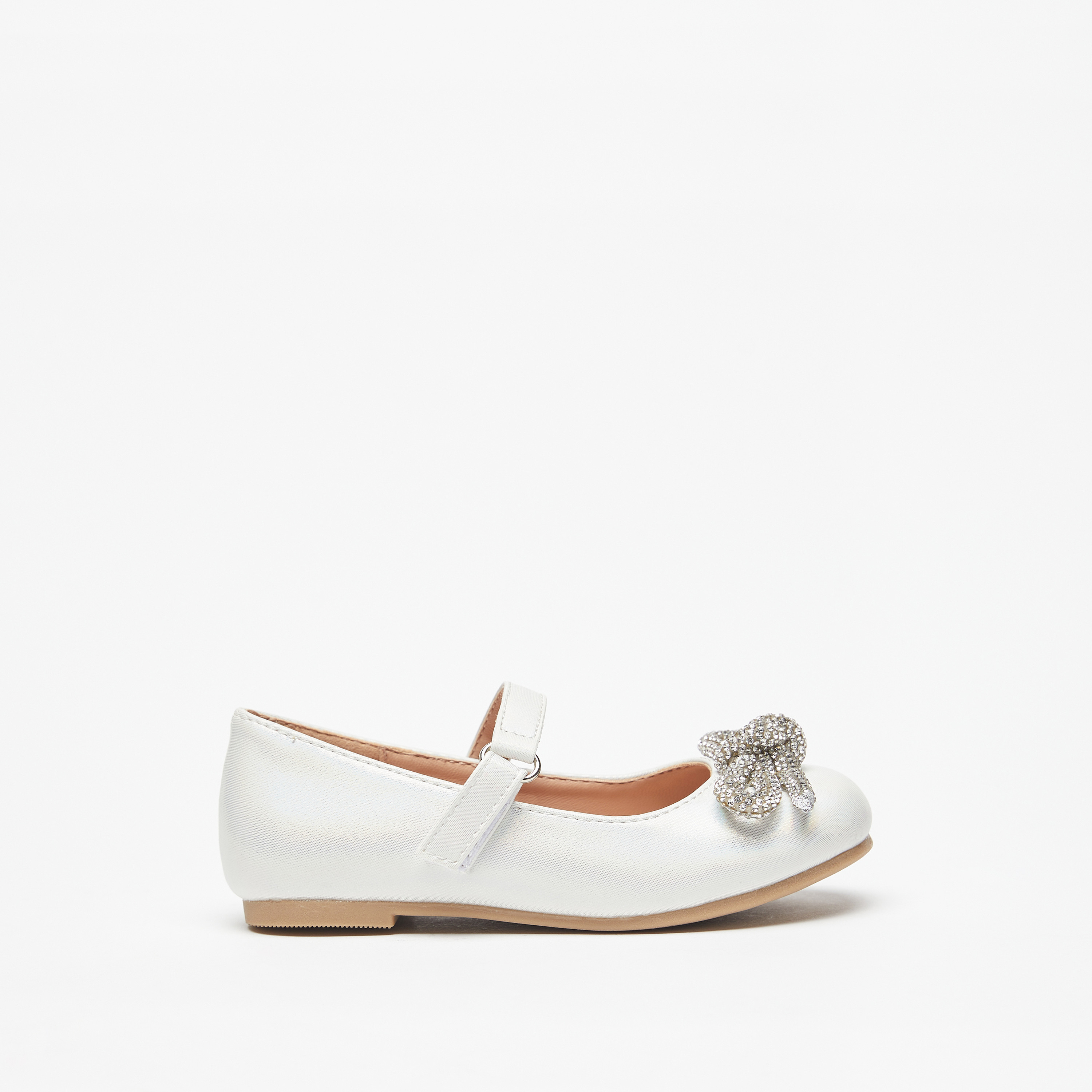 Juniors Bow Embellished Mary Jane Shoes with Hook and Loop Closure-baby-girls-shoes-closedshoes-image-1