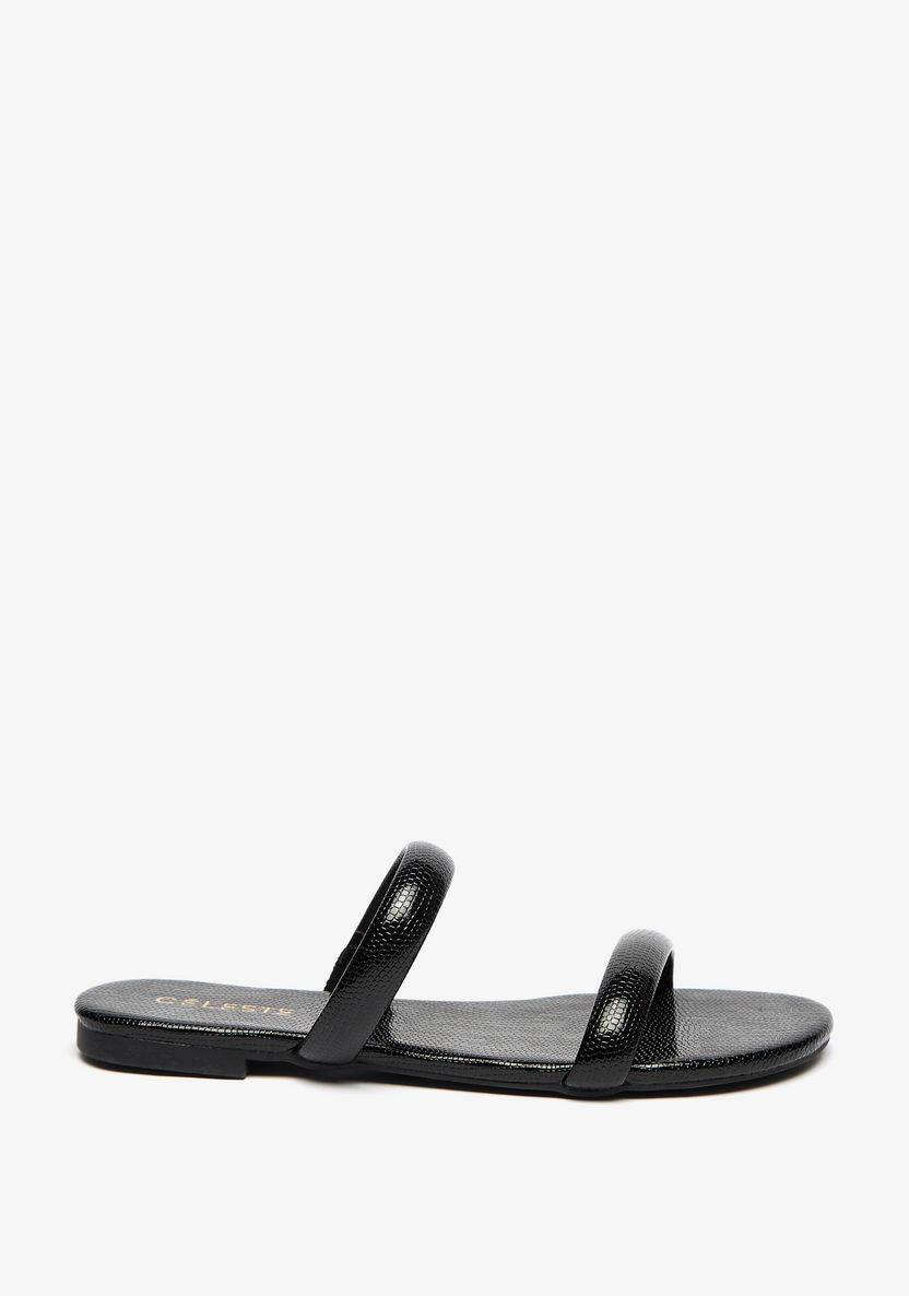Celeste Women's Animal Textured Slip-On Slide Sandals-Women%27s Flat Sandals-image-1