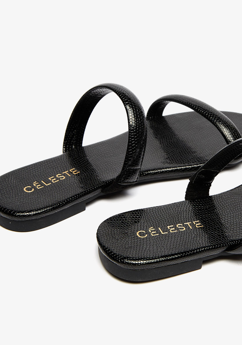 Celeste Women's Animal Textured Slip-On Slide Sandals-Women%27s Flat Sandals-image-5