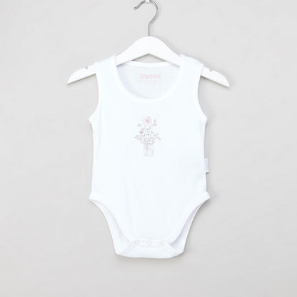 Giggles Printed Sleeveless Bodysuit with Press Button Closure