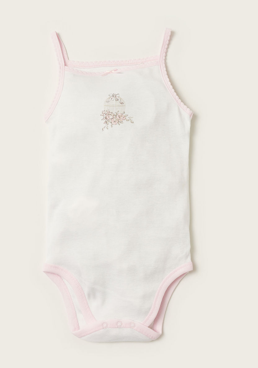 Giggles Printed Sleeveless Bodysuit with Bow Applique Detail-Bodysuits-image-0