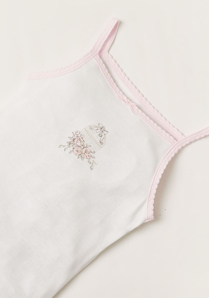 Giggles Printed Sleeveless Bodysuit with Bow Applique Detail-Bodysuits-image-1