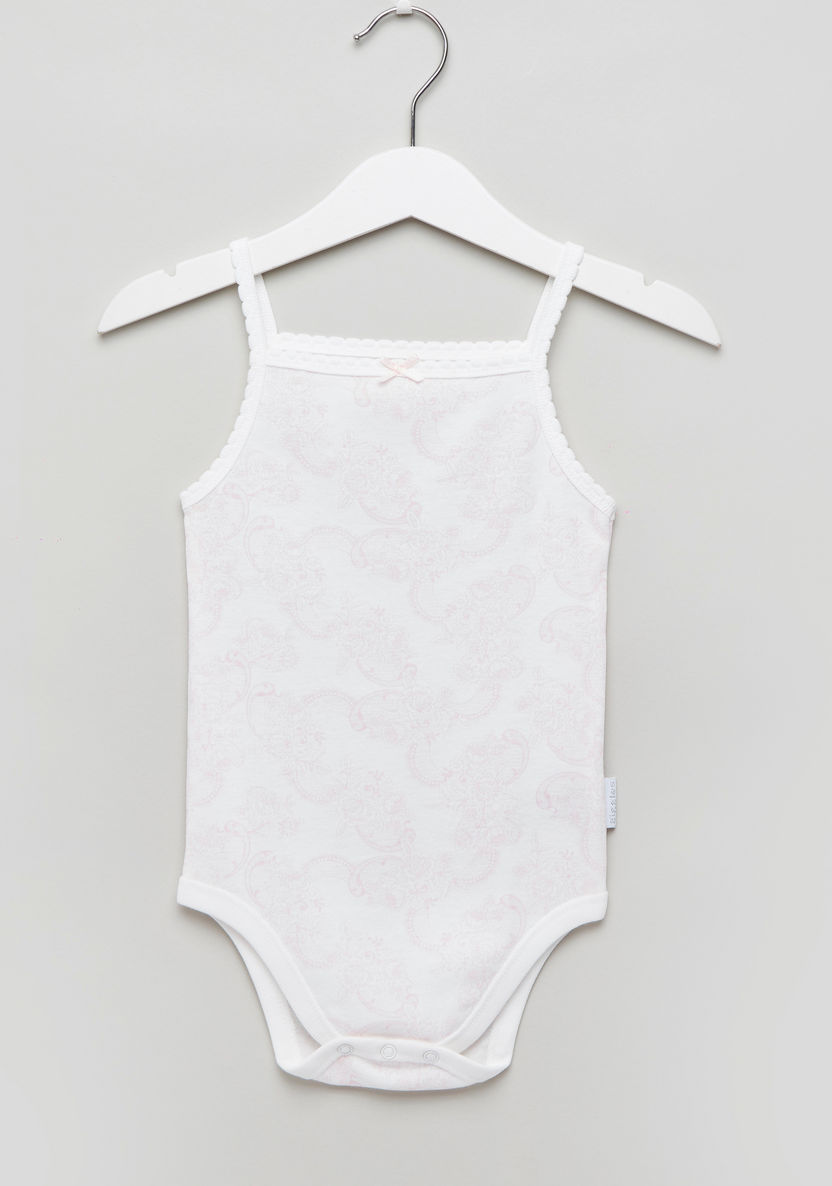 Giggles Printed Sleeveless Bodysuit with Lace Detail-Bodysuits-image-0