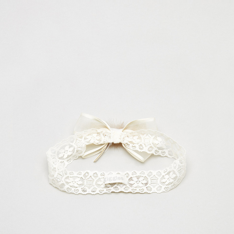 Giggles Lace Headband with Bow Detail