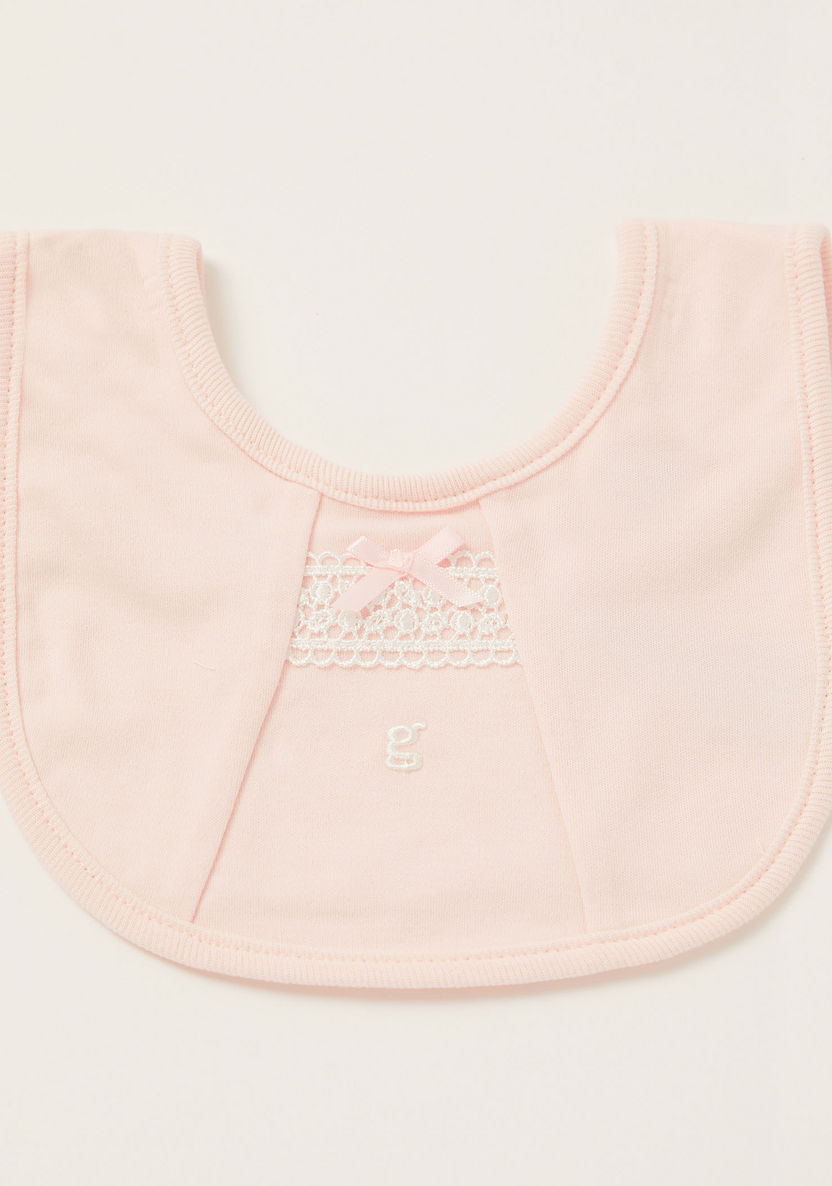 Giggles Solid Bib with Lace Detail and Press Button Closure-Bibs and Burp Cloths-image-0