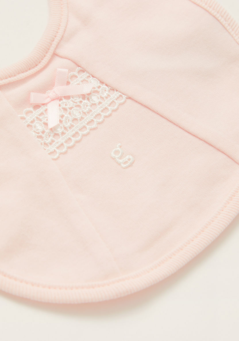Giggles Solid Bib with Lace Detail and Press Button Closure-Bibs and Burp Cloths-image-1