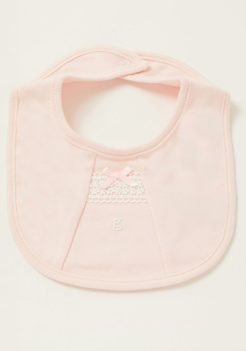 Giggles Solid Bib with Lace Detail and Press Button Closure-Bibs and Burp Cloths-image-3