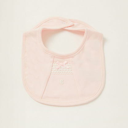 Giggles Solid Bib with Lace Detail and Press Button Closure