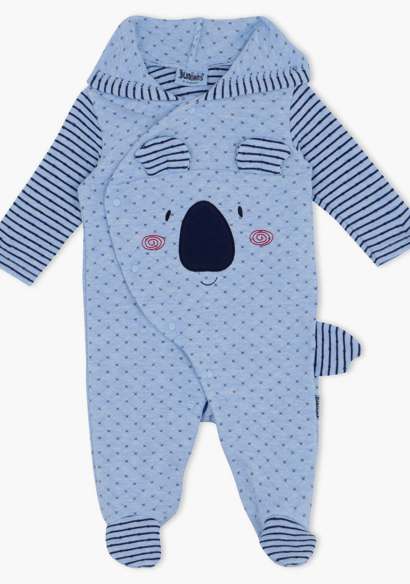 Juniors Quilted Closed Feet Sleepsuit with Hood and Button Closure-Sleepsuits-image-0