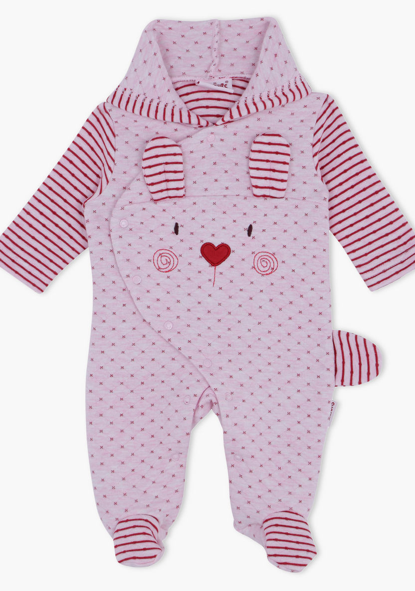 Juniors Quilted Closed Feet Sleepsuit with Hood and Button Closure-Sleepsuits-image-0