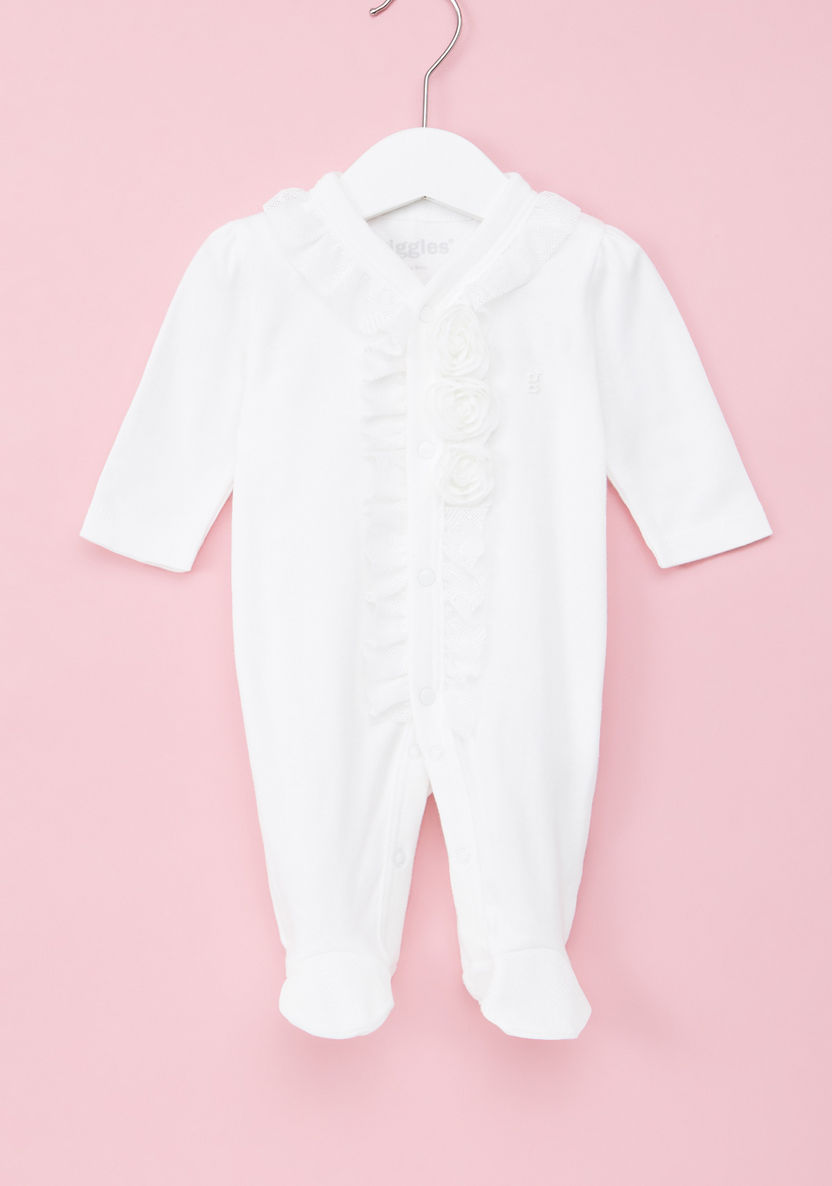 Giggles Frill Detail Closed Feet Sleepsuit-Sleepsuits-image-0