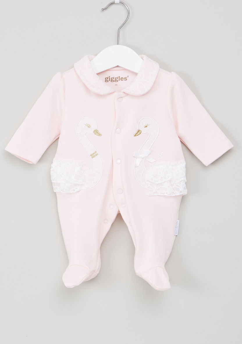 Giggles Lace Detail Closed Feet Sleepsuit-Sleepsuits-image-0
