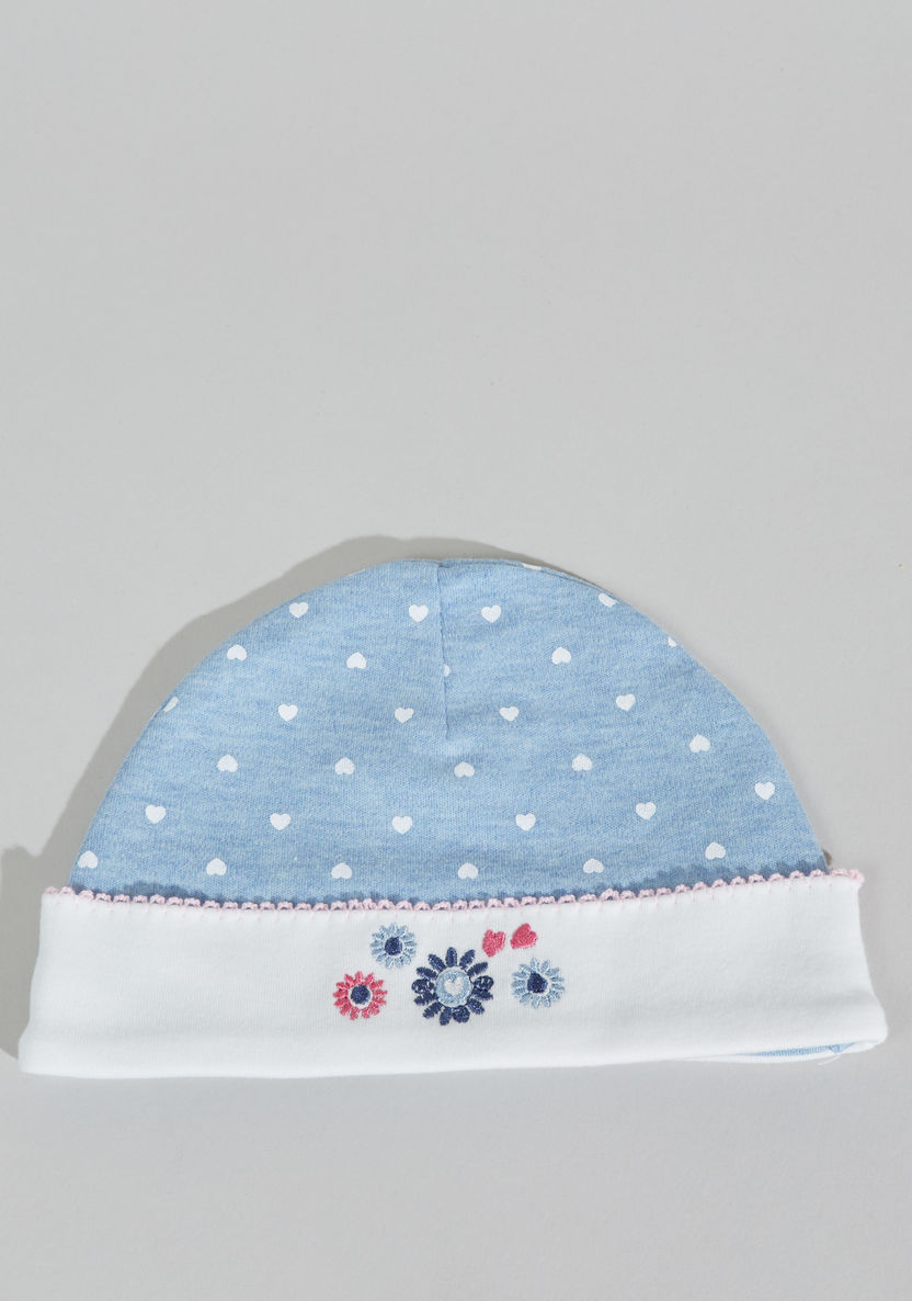 Juniors Printed Cap with Embroidered Flower Detail-Caps-image-0