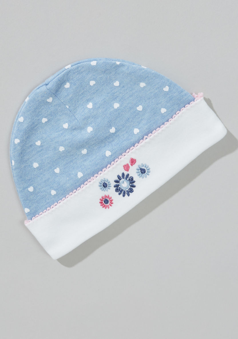 Juniors Printed Cap with Embroidered Flower Detail-Caps-image-3