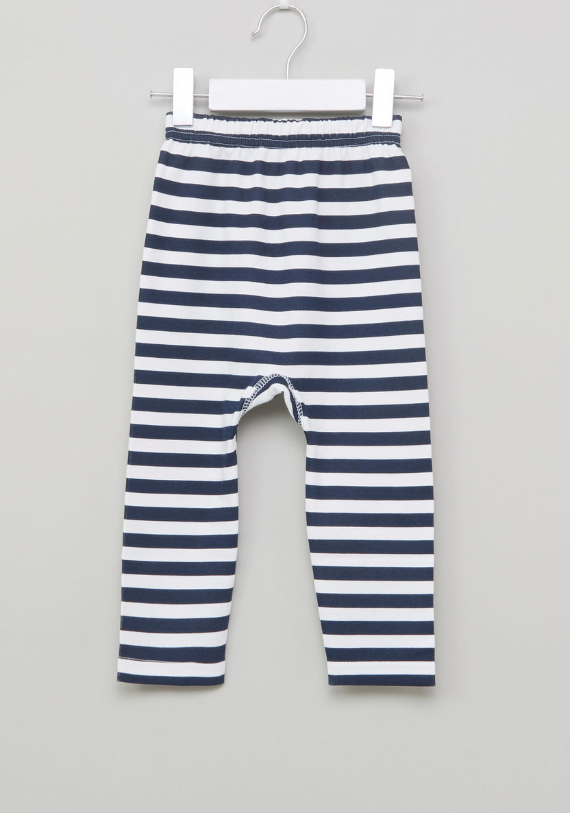 Juniors Printed Long Sleeves T-shirt and Striped Pyjama Set-Pyjama Sets-image-4
