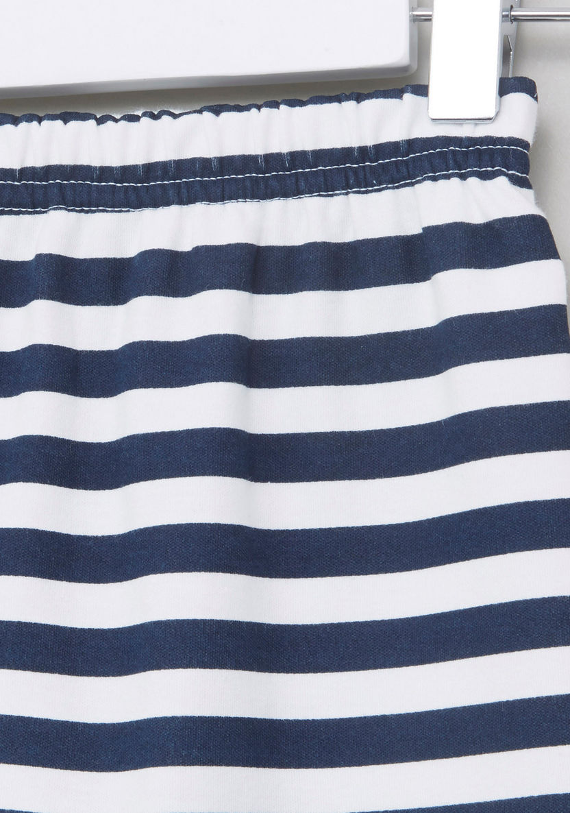 Juniors Printed Long Sleeves T-shirt and Striped Pyjama Set-Pyjama Sets-image-5