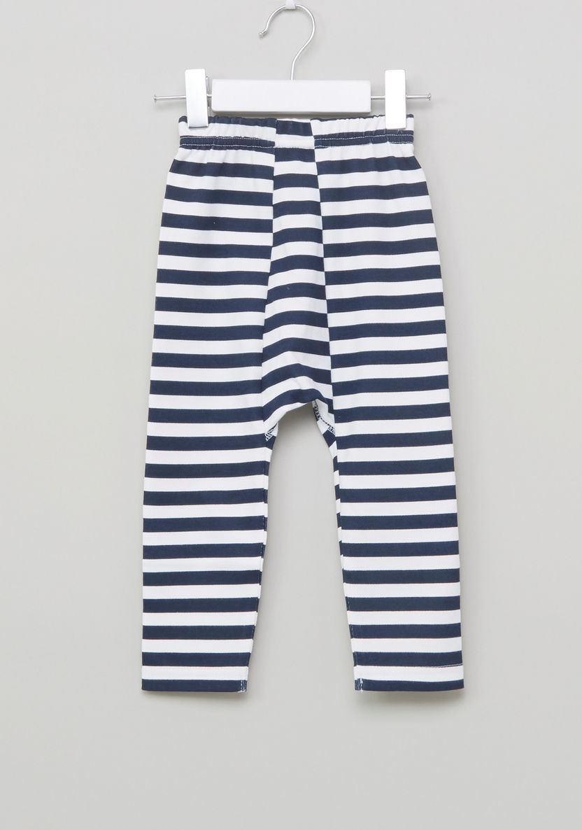 Juniors Printed Long Sleeves T-shirt and Striped Pyjama Set-Pyjama Sets-image-6