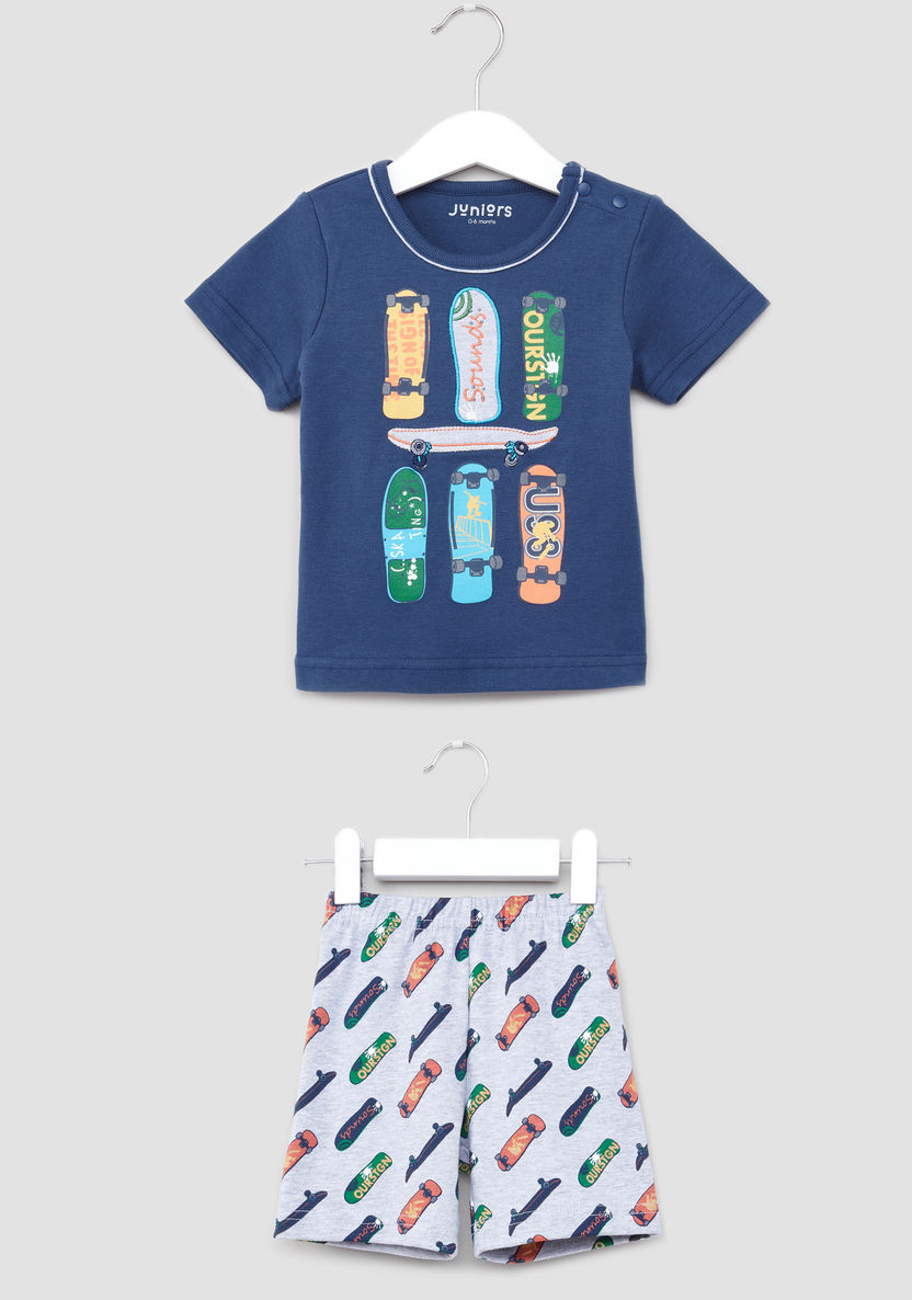 Juniors Graphic Printed T-shirt and Elasticated Shorts-Clothes Sets-image-0