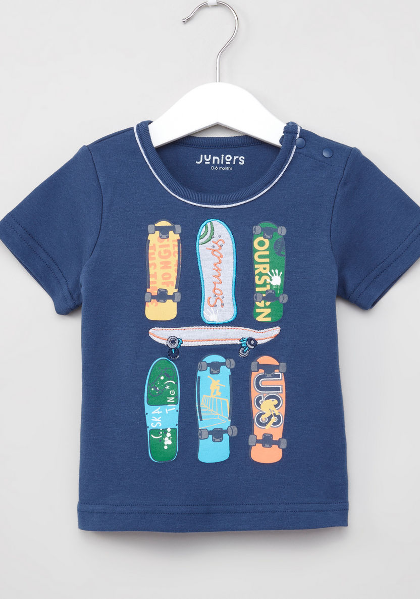 Juniors Graphic Printed T-shirt and Elasticated Shorts-Clothes Sets-image-1