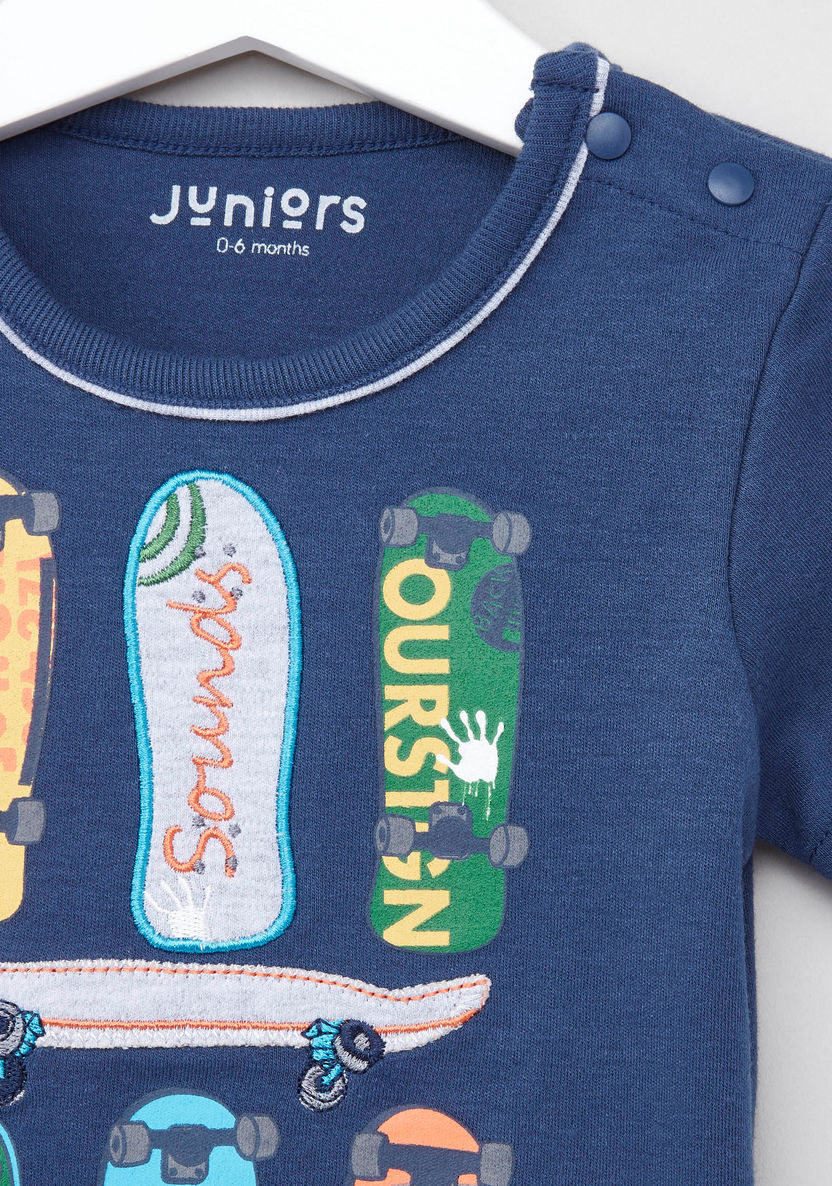Juniors Graphic Printed T-shirt and Elasticated Shorts-Clothes Sets-image-2