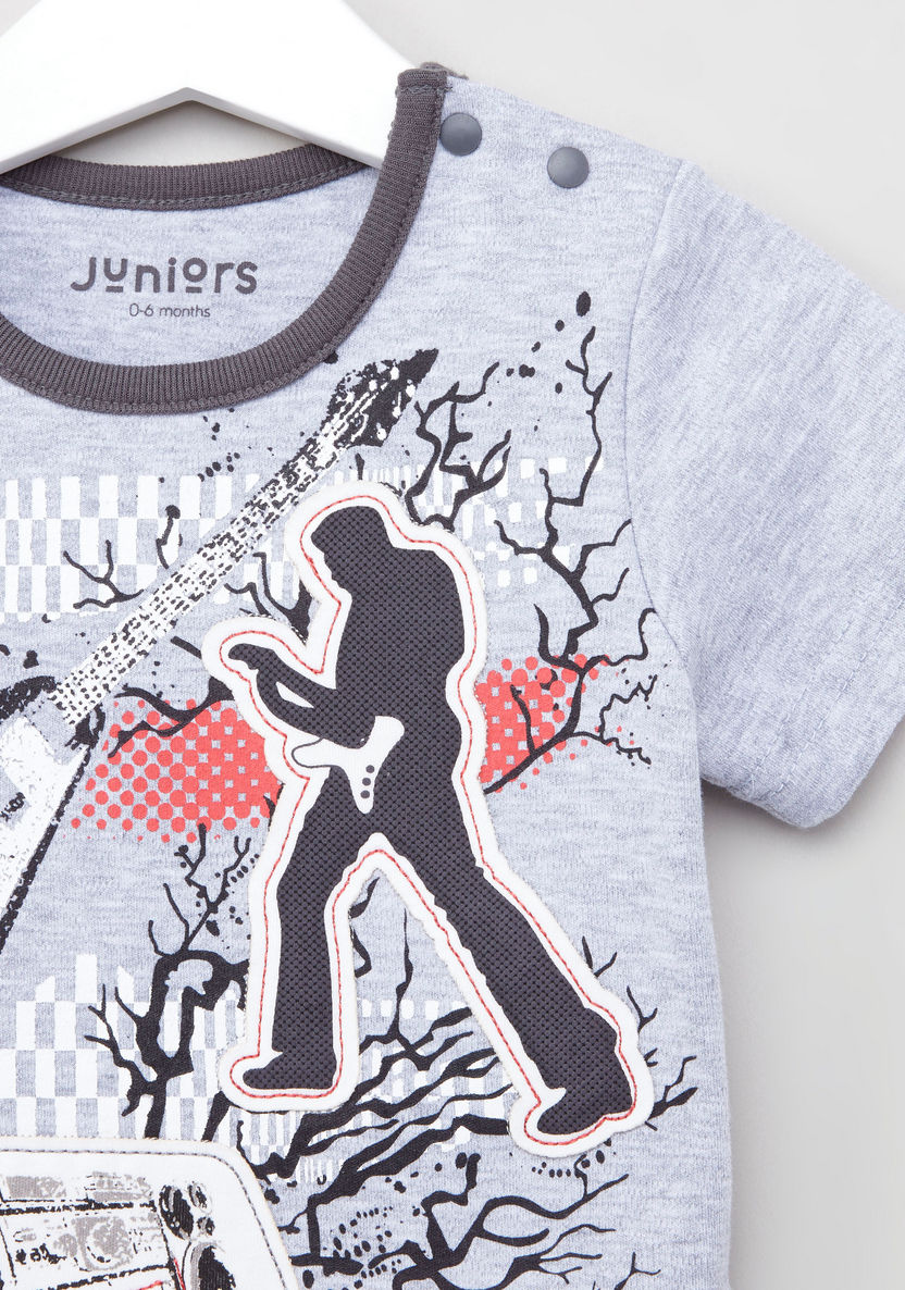 Juniors Printed T-shirt with Solid Shorts-Clothes Sets-image-2