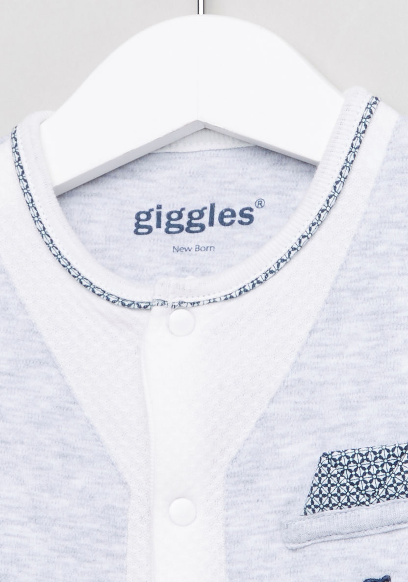 Giggles Mock Jacket Detail Textured Sleepsuit-Sleepsuits-image-1