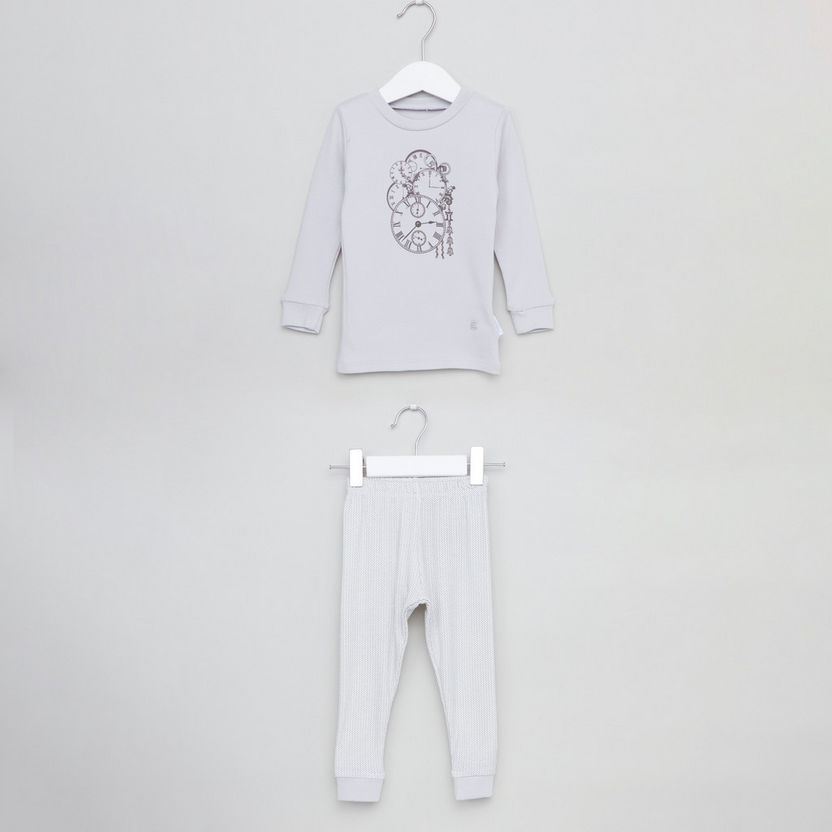Giggles Printed T-shirt and Pyjama Set-Sleepsuits-image-0