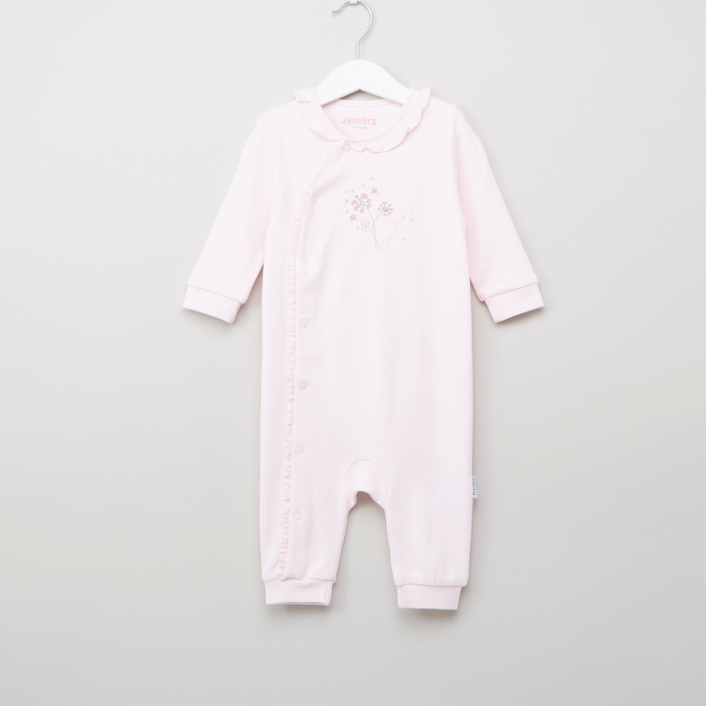 Juniors Printed Sleepsuit with Ruffled Neckline-baby-girls-clothing-nightwear-sleepsuits-image-1