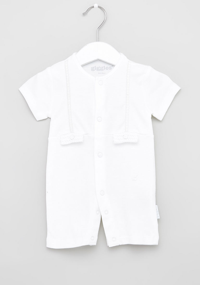 Giggles Textured Romper with Round Neck and Short Sleeves-Rompers%2C Dungarees and Jumpsuits-image-0