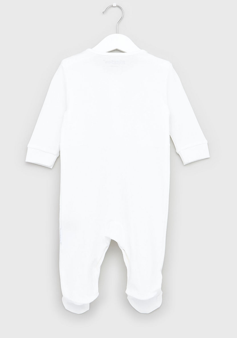Giggles Solid Closed Feet Sleepsuit with Long Sleeves and Bow Applique-Sleepsuits-image-2