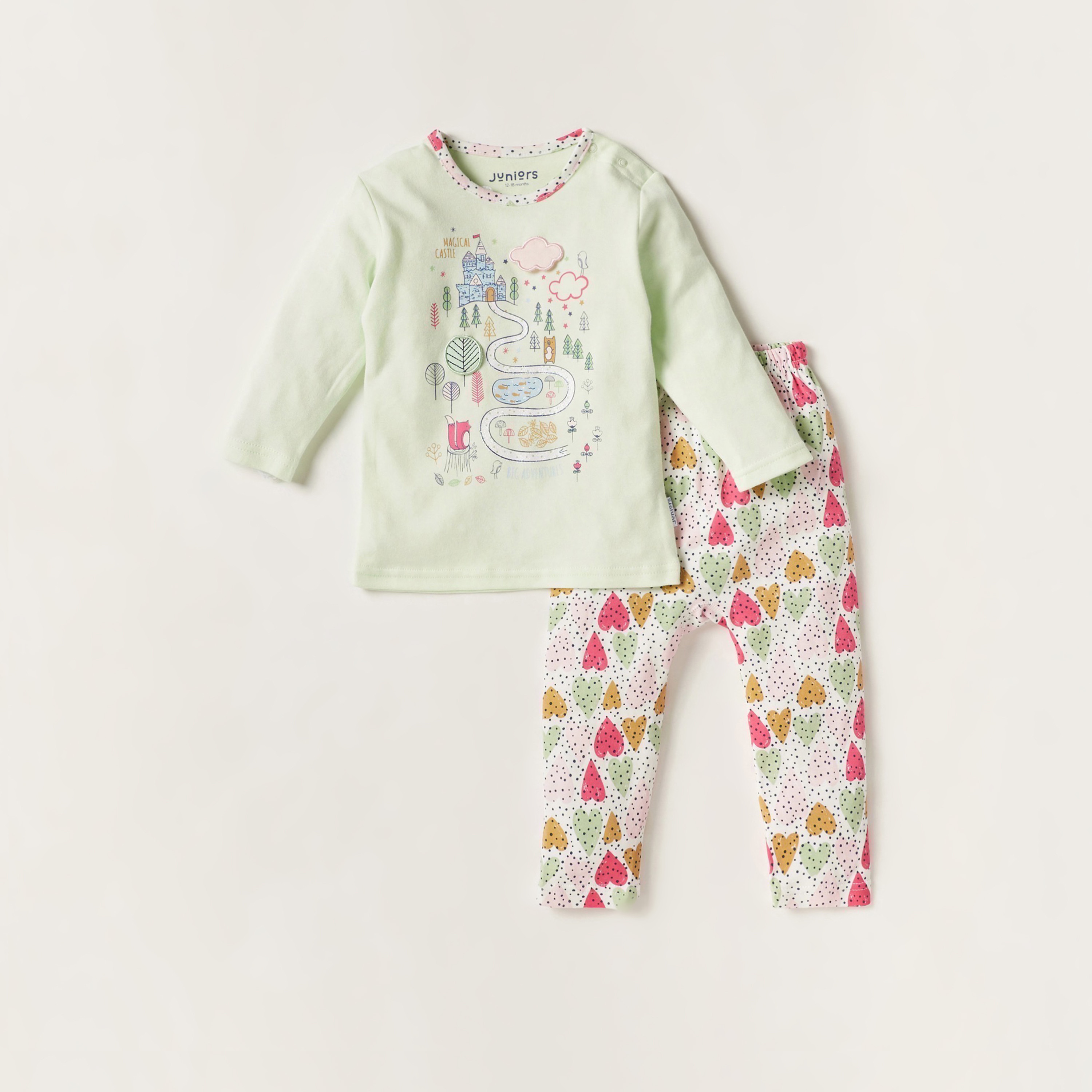 طقم بنطلون بيجاما وتيشيرت بأكمام طويلة وطبعات من جونيورز-baby-boys-clothing-nightwear-pyjamasets-image-1