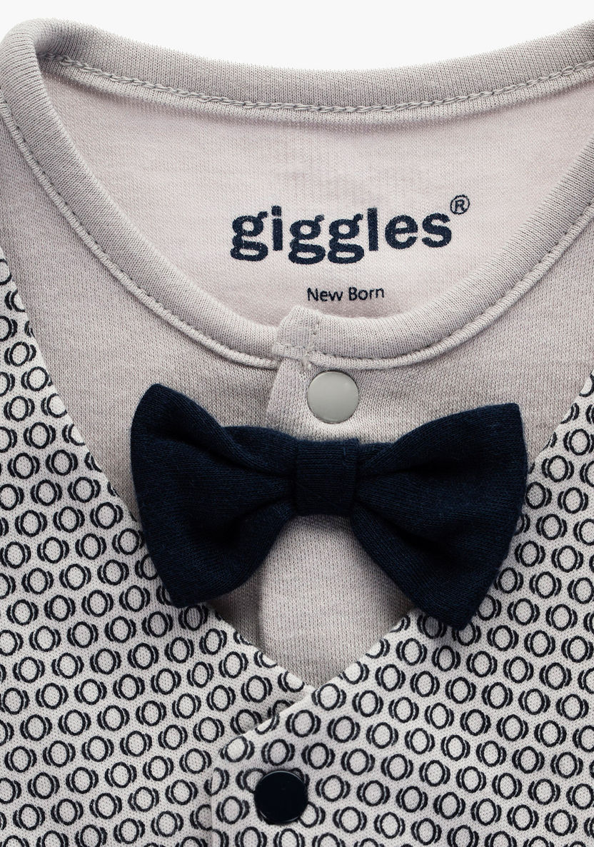 Giggles Textured Closed Feet Sleepsuit with Long Sleeves-Sleepsuits-image-2