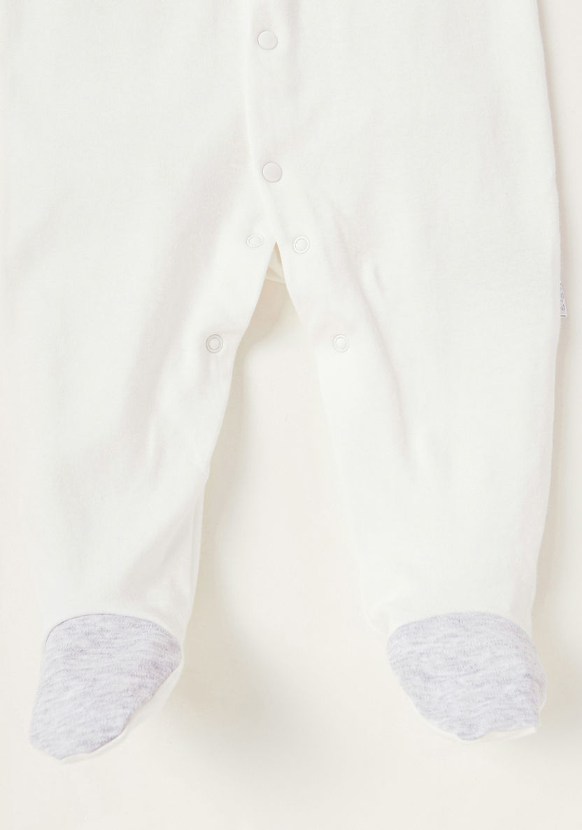 Giggles Solid Closed Feet Sleepsuit with Neck Tie and Long Sleeves-Sleepsuits-image-2