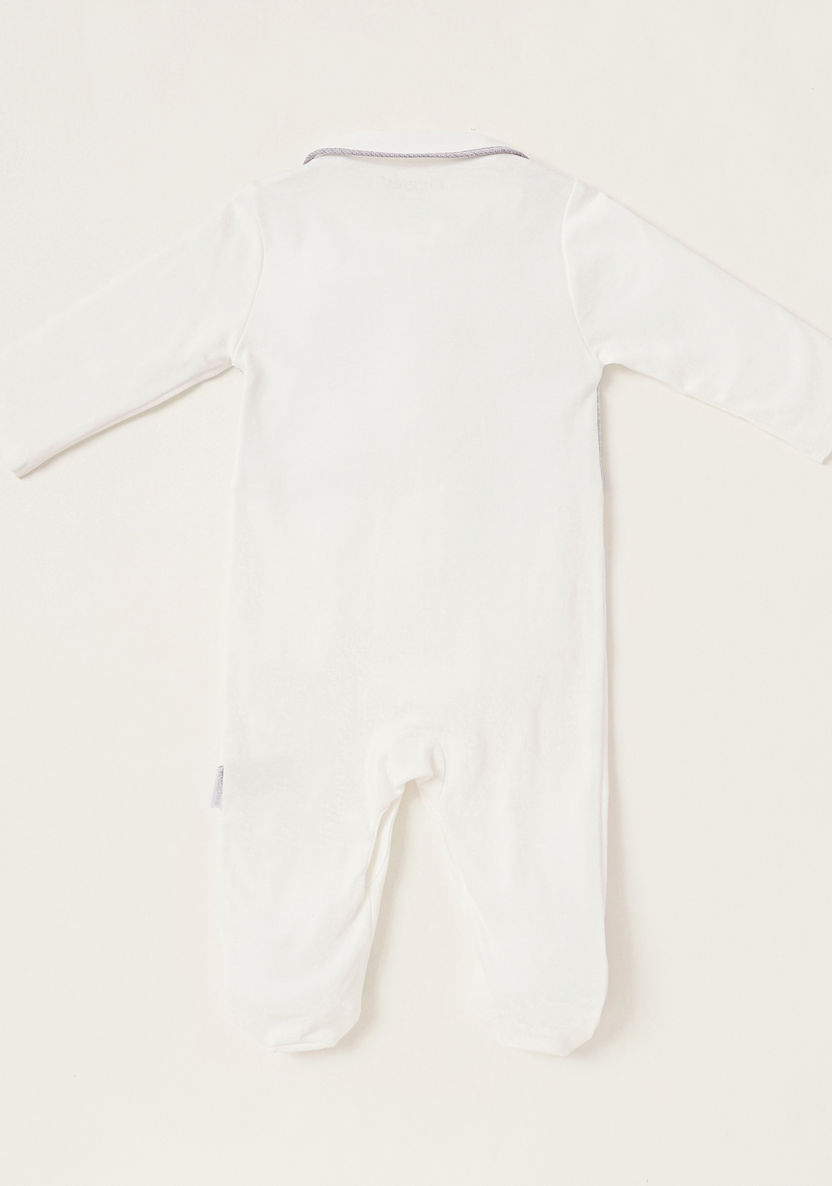 Giggles Solid Closed Feet Sleepsuit with Neck Tie and Long Sleeves-Sleepsuits-image-3