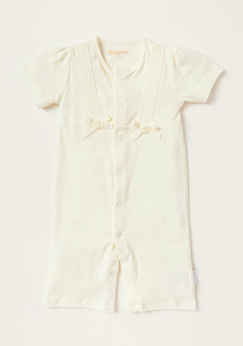 Giggles Lace Accented Romper with Short Sleeves and Button Closure-Rompers%2C Dungarees and Jumpsuits-image-0