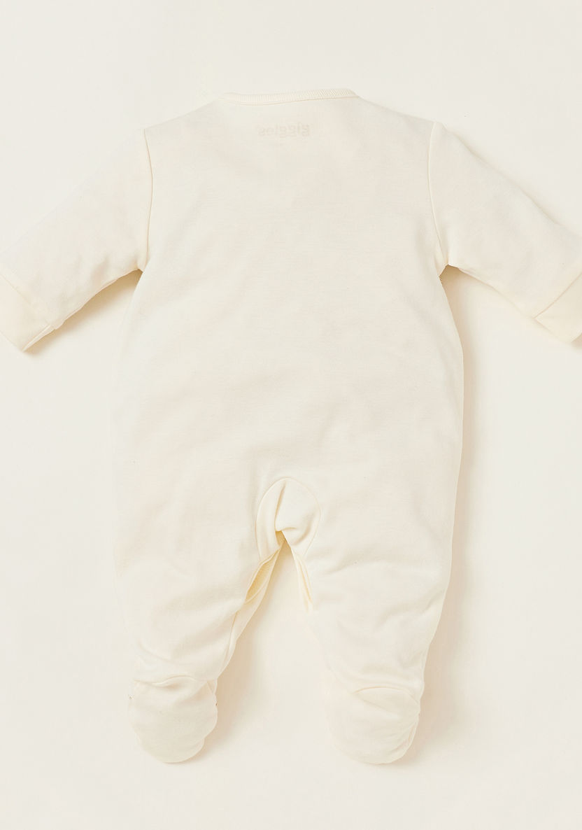 Giggles Panelled Closed Feet Sleepsuit with Bow Accent and Round Neck-Sleepsuits-image-3
