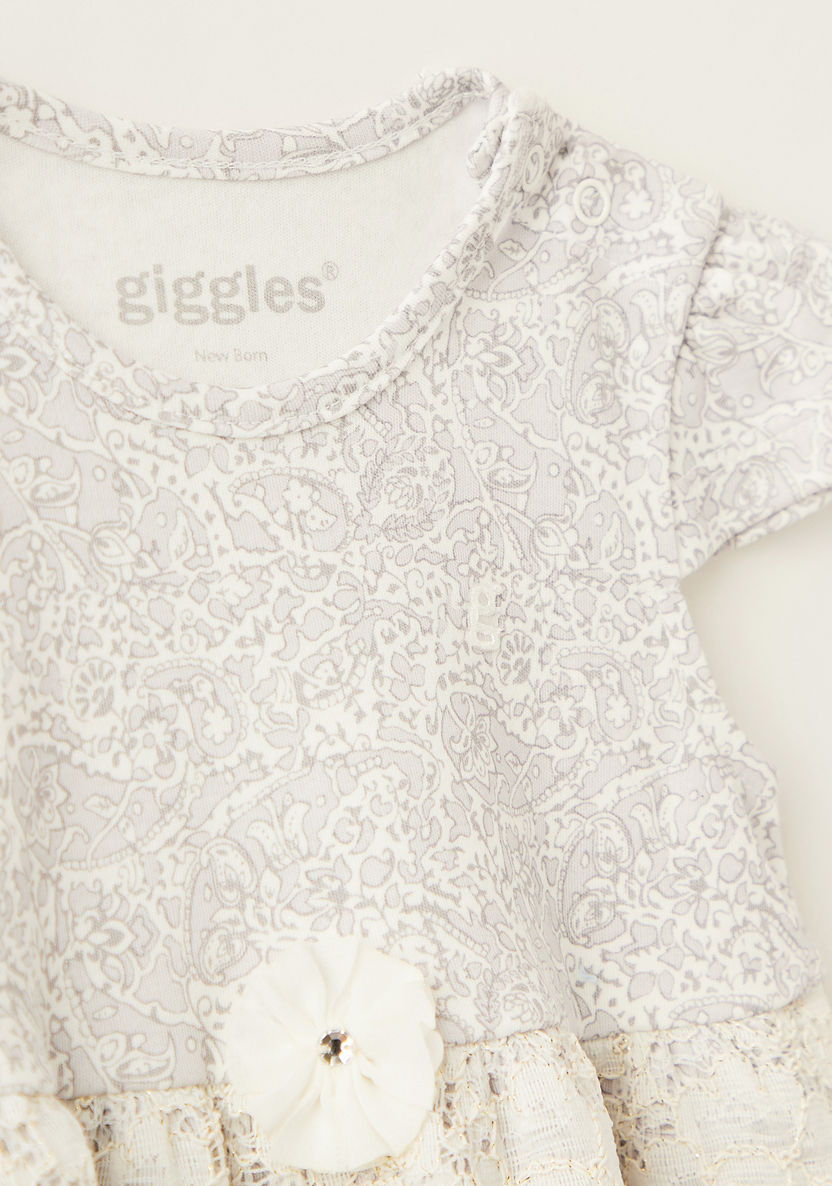 Giggles Printed Round Neck Dress with Lace Detailing-Dresses%2C Gowns and Frocks-image-1