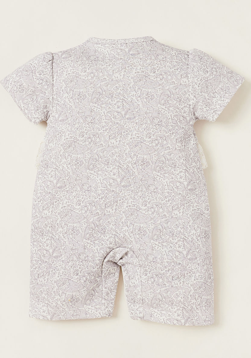 Giggles Printed Romper with Lace Accent and Snap Button Closure-Rompers%2C Dungarees and Jumpsuits-image-3