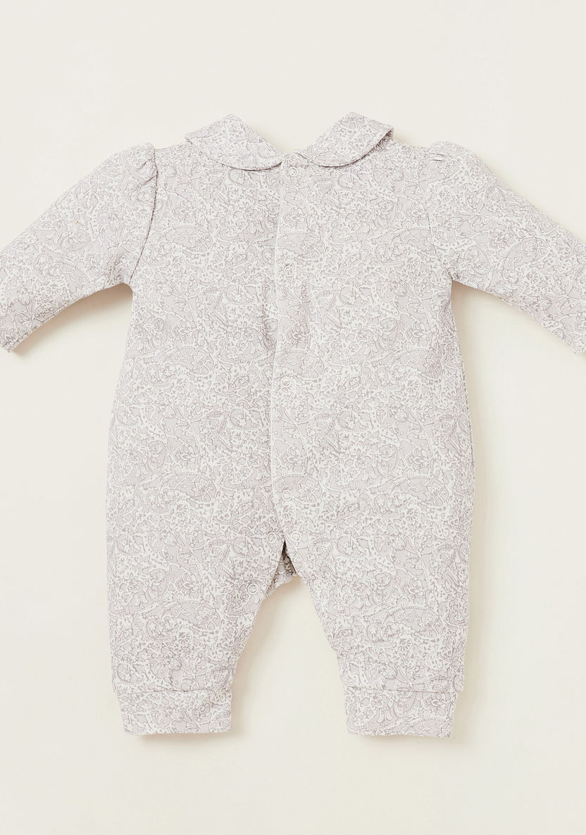 Giggles Printed Open Feet Collared Sleepsuit with Lace Accent-Sleepsuits-image-4