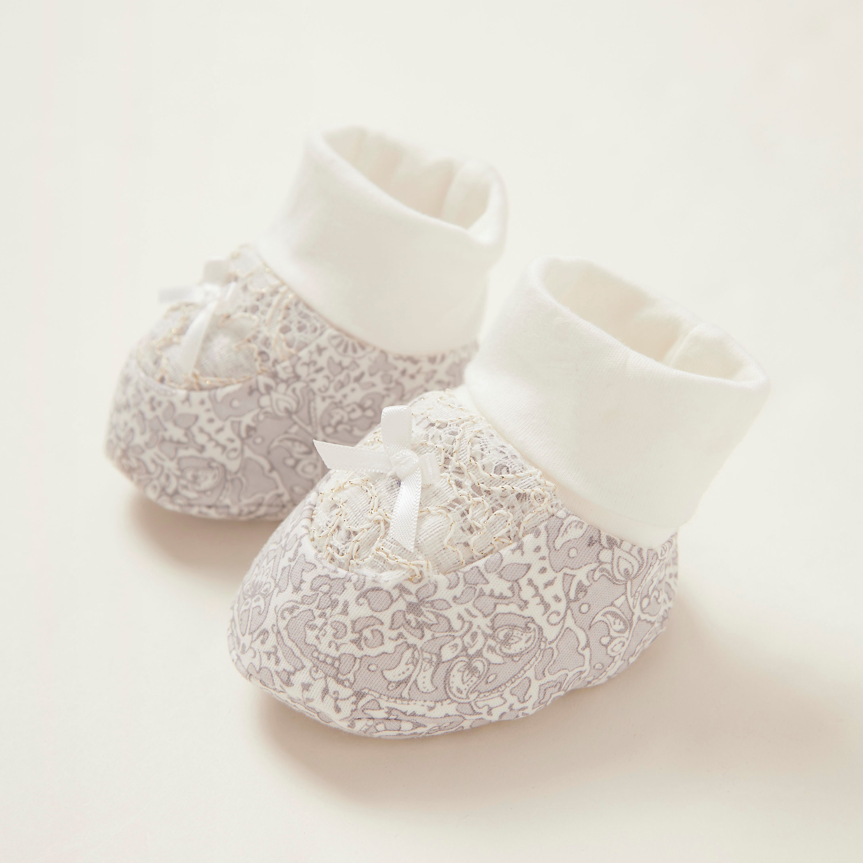 Giggles All-Over Print Booties with Cuffed Hem-baby-girls-shoes-booties-image-1