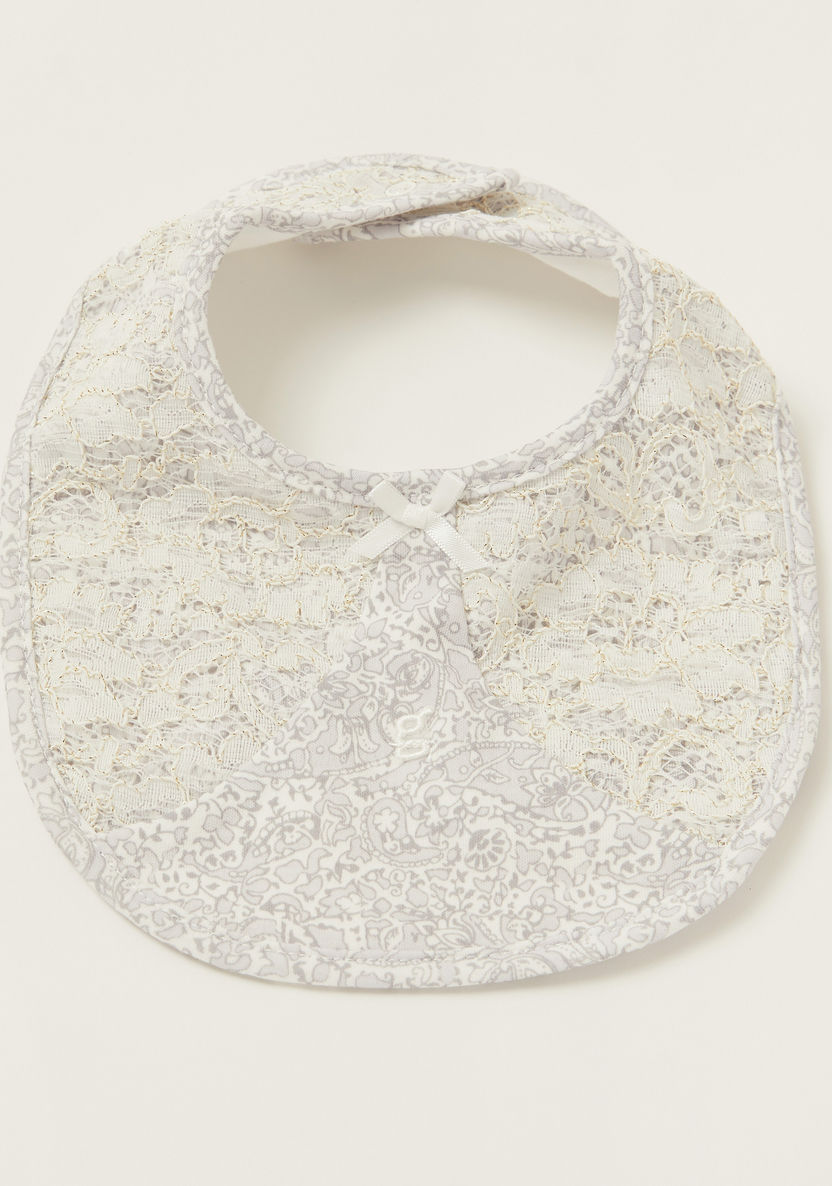 Giggles All-Over Print Bib with Lace and Bow Detail-Bibs and Burp Cloths-image-3