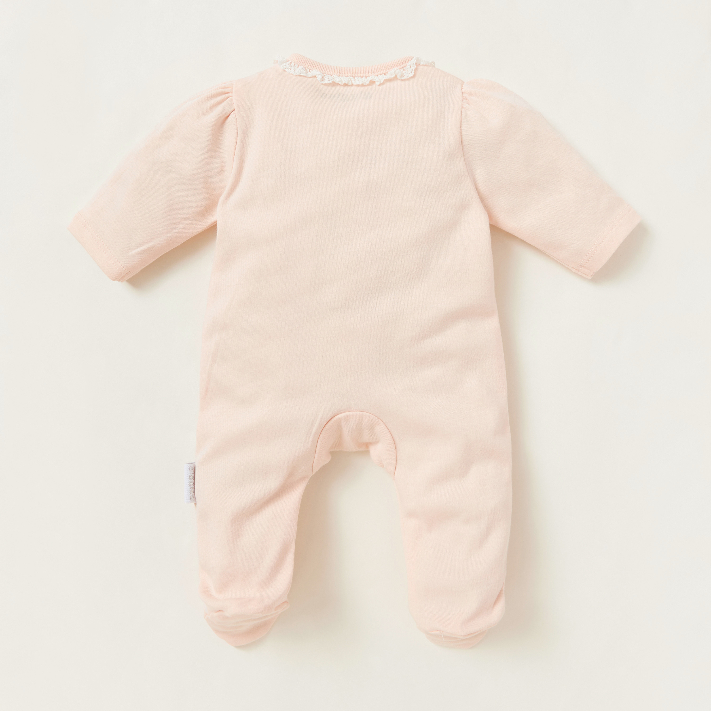 Giggles Applique Detail Closed Feet Sleepsuit with Long Sleeves-baby-girls-clothing-nightwear-sleepsuits-image-4