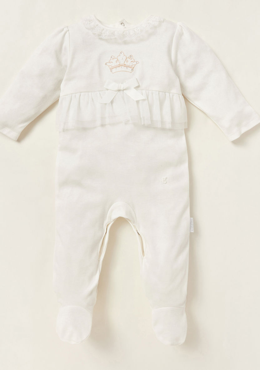Giggles Textured Closed Feet Sleepsuit with Long Sleeves-Sleepsuits-image-0