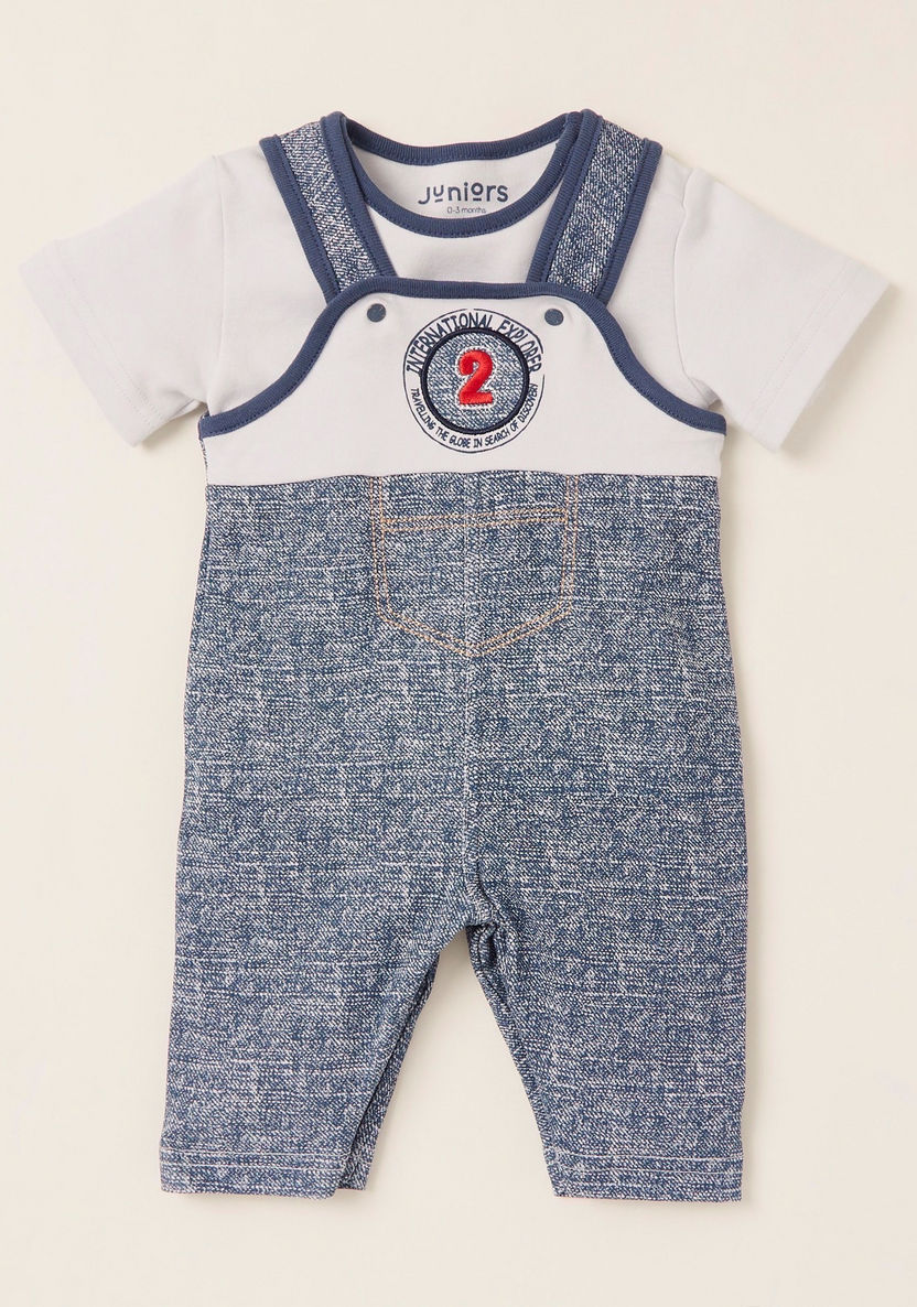 Juniors Round Neck T-shirt and Dungaree Set-Rompers%2C Dungarees and Jumpsuits-image-0