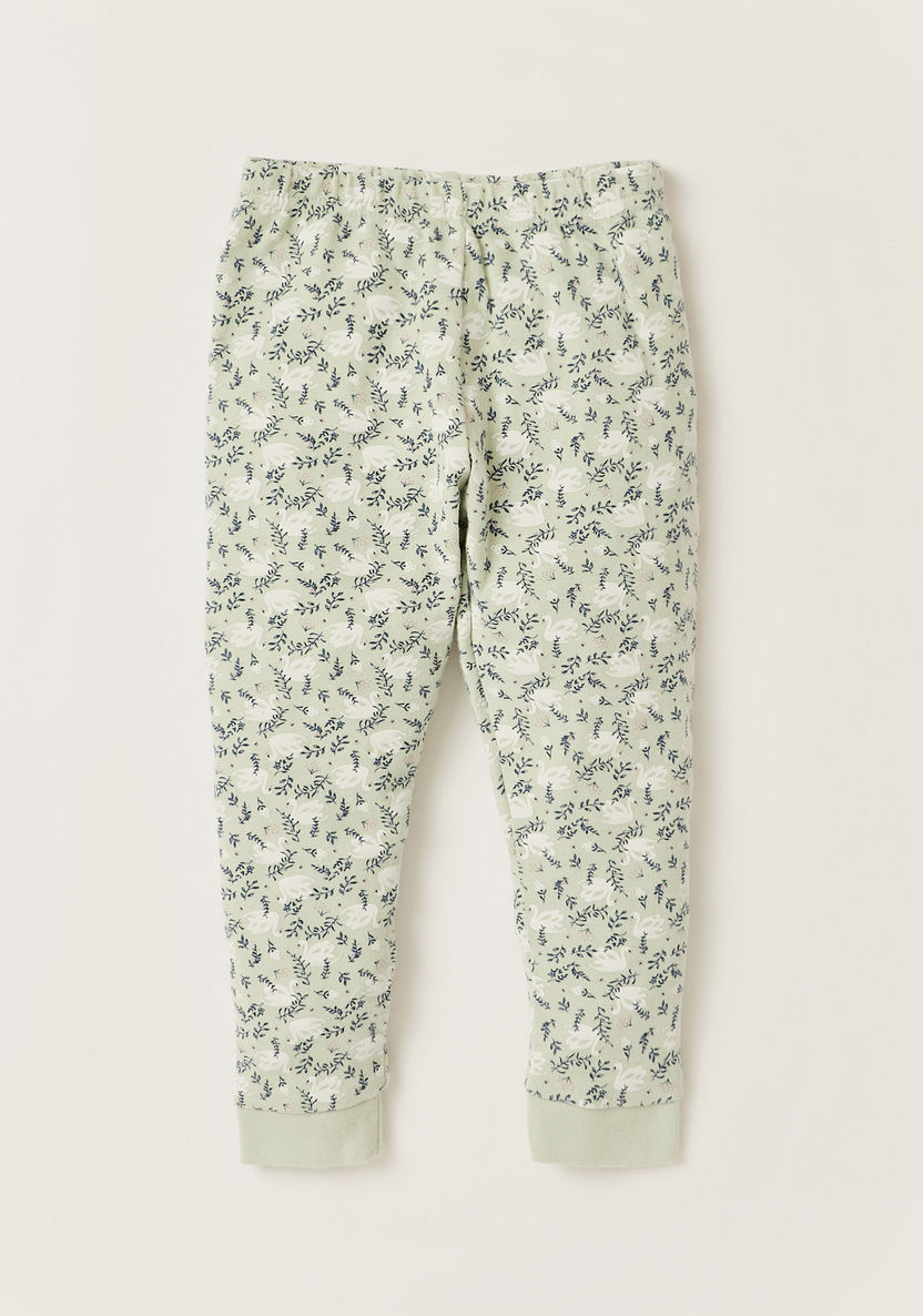 Giggles Floral Print T-shirt and Full Length Pyjama Set-Pyjama Sets-image-2