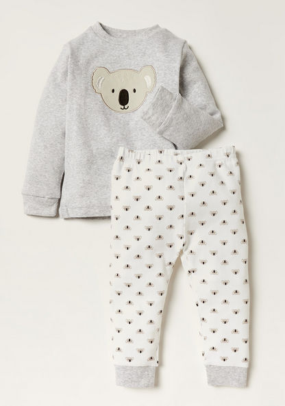 Giggles Koala Applique Long Sleeve T-shirt and Pyjama Set